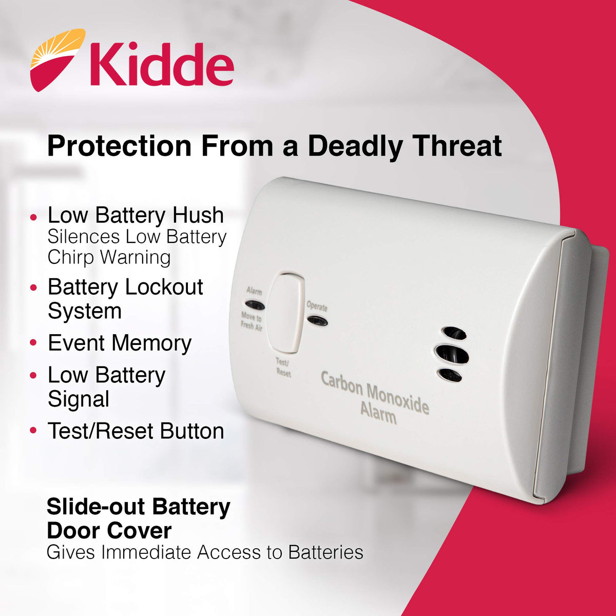Carbon Monoxide Detector, AA Battery Powered, 85 dB Alarm, 6 Pack X721700