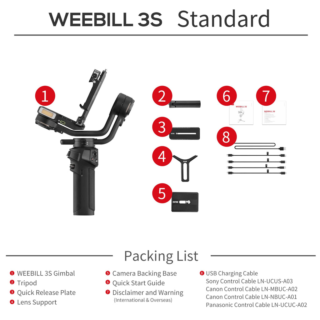 3KG Payload Gimbal Stabilizer with Fill Light V131