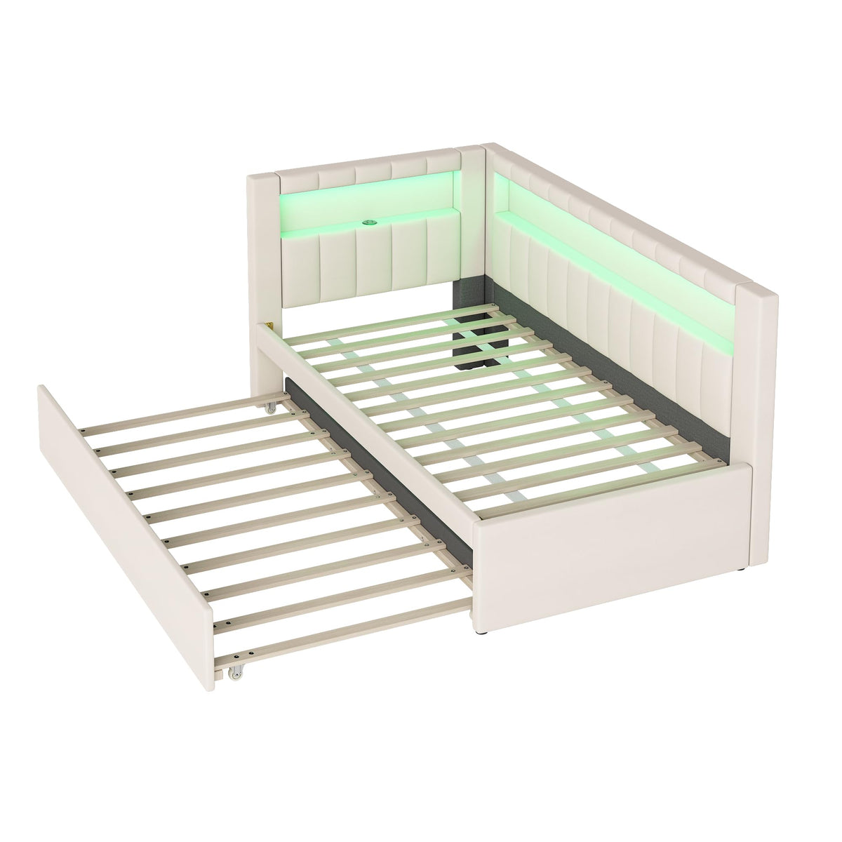 White Twin Size Upholstered Daybed with Trundle J3362