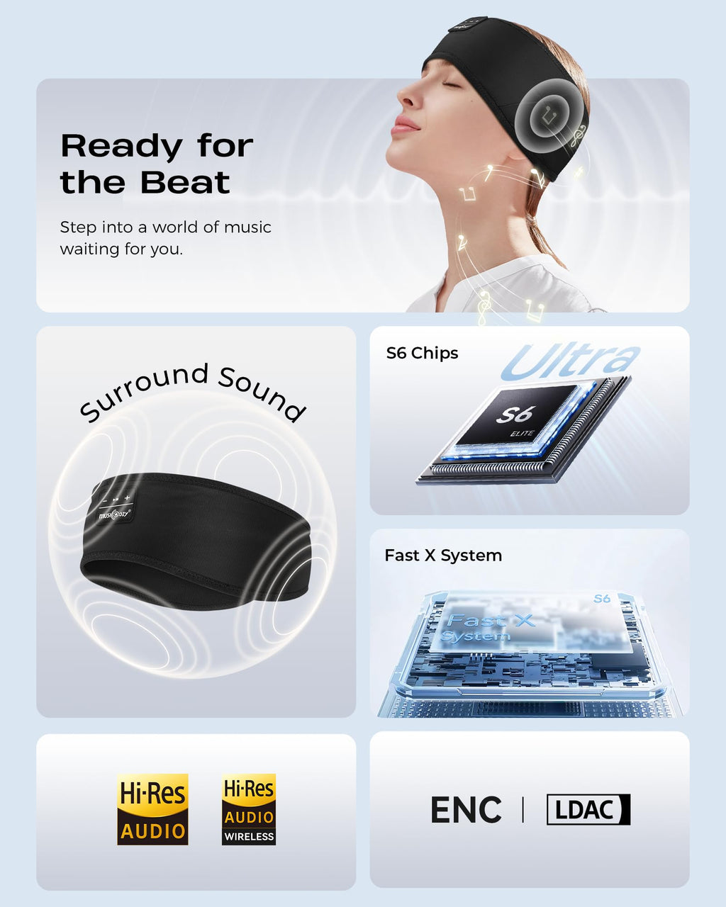 Soft Bluetooth Sleep Headband Headphones Q668082