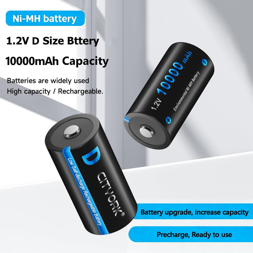 4 Pack Rechargeable D Batteries 10000mAh J852