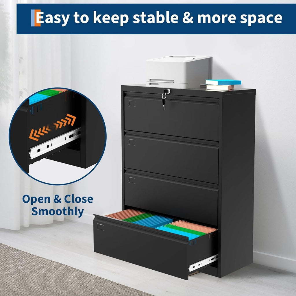 4 Drawer Metal File Cabinet with Lock W740034