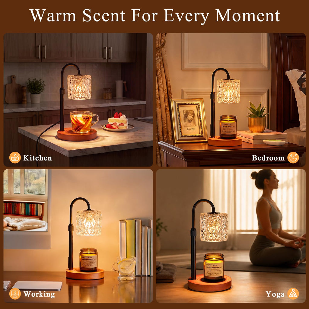 Walnut Candle Warmer Lamp with Timer U40247