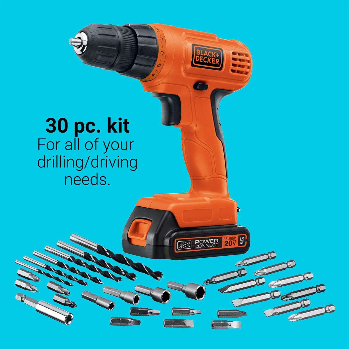 20V MAX Cordless Drill Driver with 30 Piece Bit Set R43113