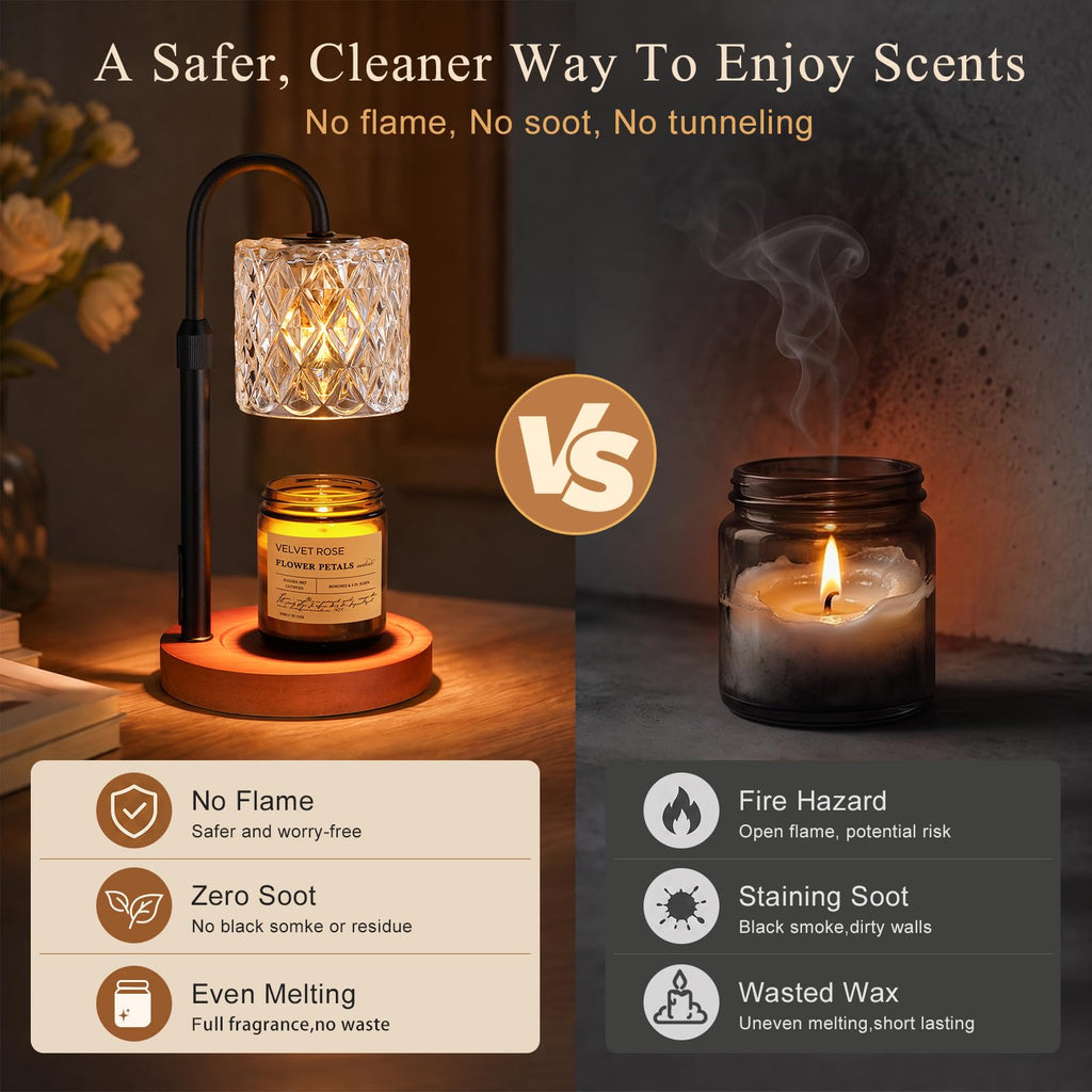 Walnut Candle Warmer Lamp with Timer U40247