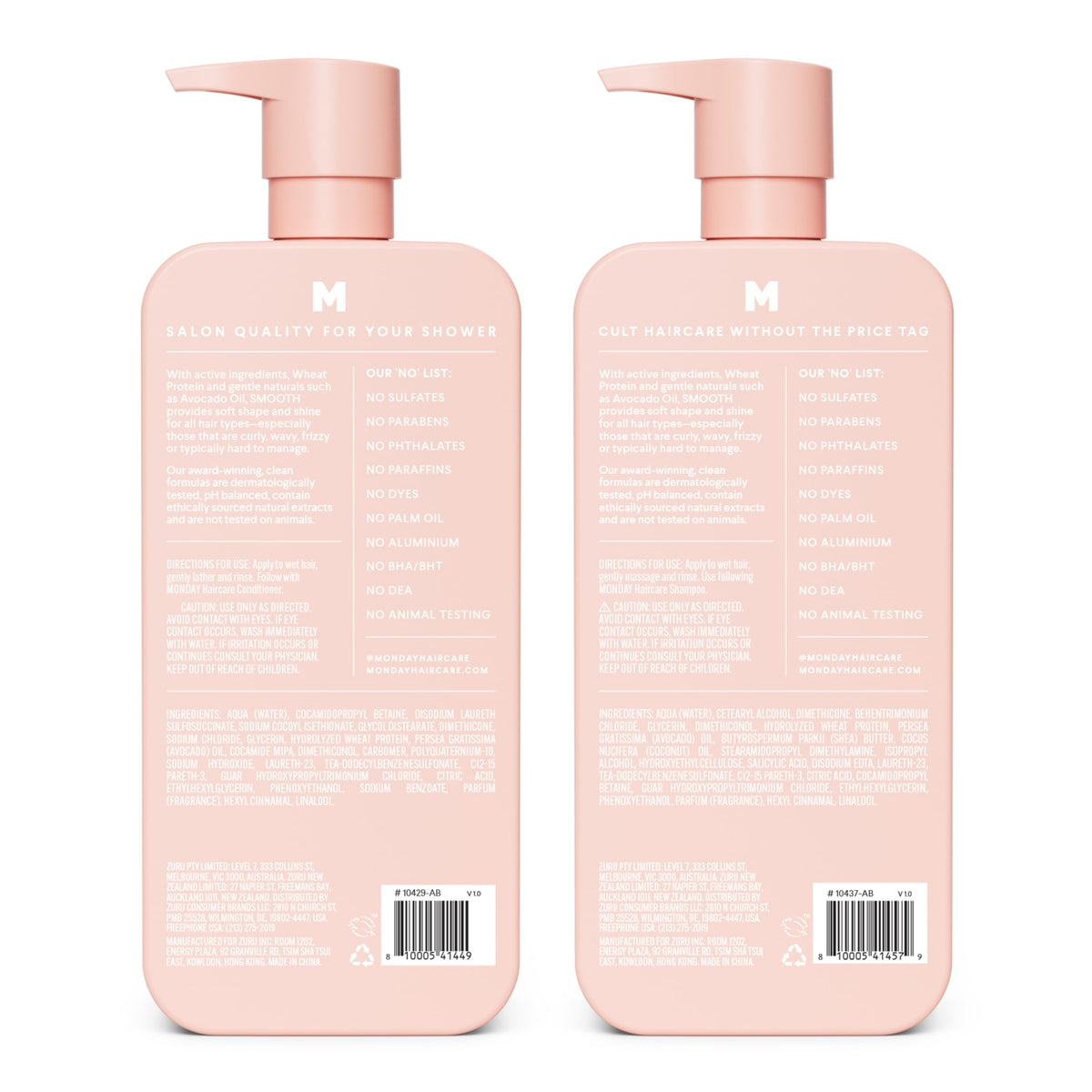 Smooth Shampoo + Conditioner Set 2 Count 27 oz Coconut Oil Shea Butter T709