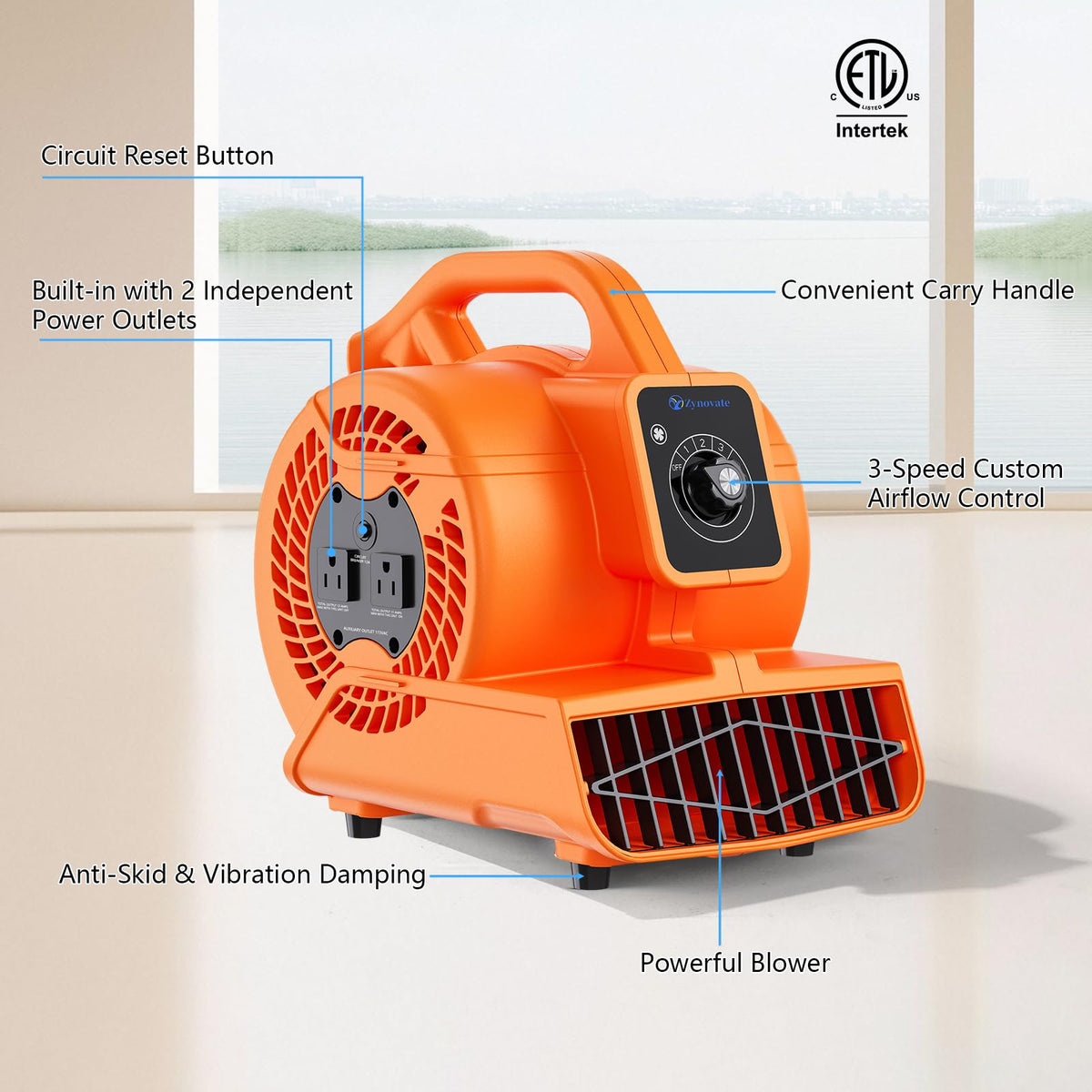 1/6 HP 600 CFM Portable Air Mover Blower Fan K25421