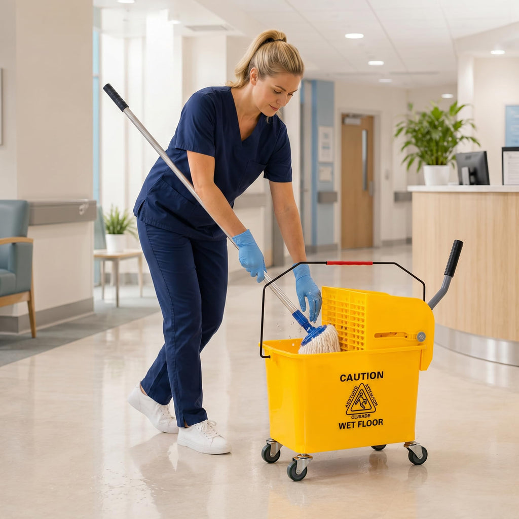 Yellow 21 Quart Mop Bucket with Wheels W690