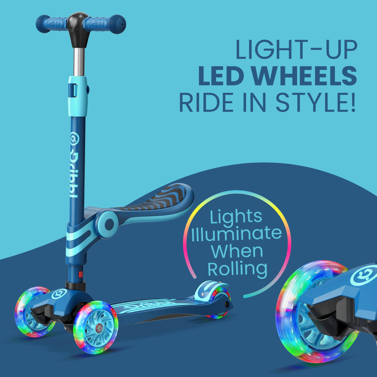 Blue 3 Wheel Scooter with Seat for Kids Q272