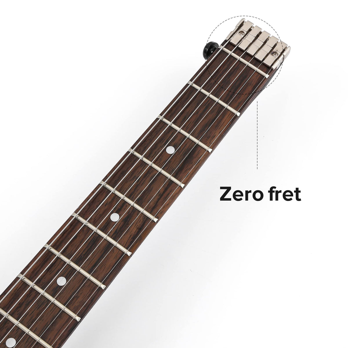 Travel Electric Guitar Headless 6 String One-piece Canada Maple Neck Double Locking Tremolo Bridge with Gigbag Q5866