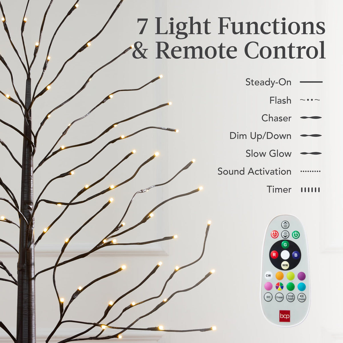 4ft 6ft 8ft Lighted Birch Tree 3Pk with LED Lights Q3977