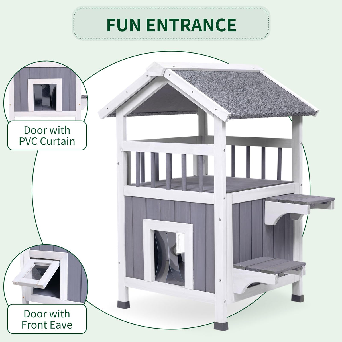 Large Wooden Insulated Outdoor Cat House B2662