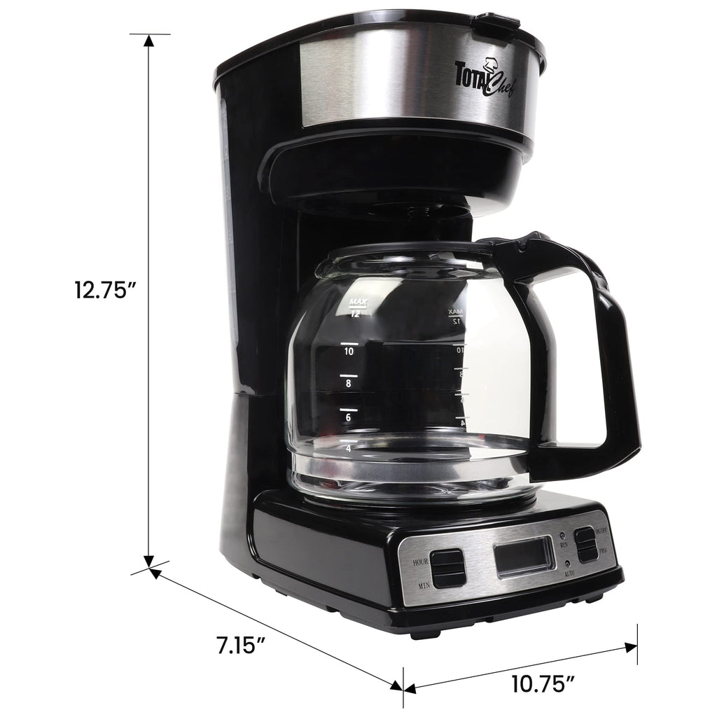 Programmable Coffee Maker Stainless Steel 12-Cup Glass Carafe Black/Gray F779827
