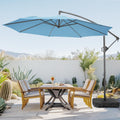10ft Blue Offset Cantilever Patio Umbrella with Base N1526