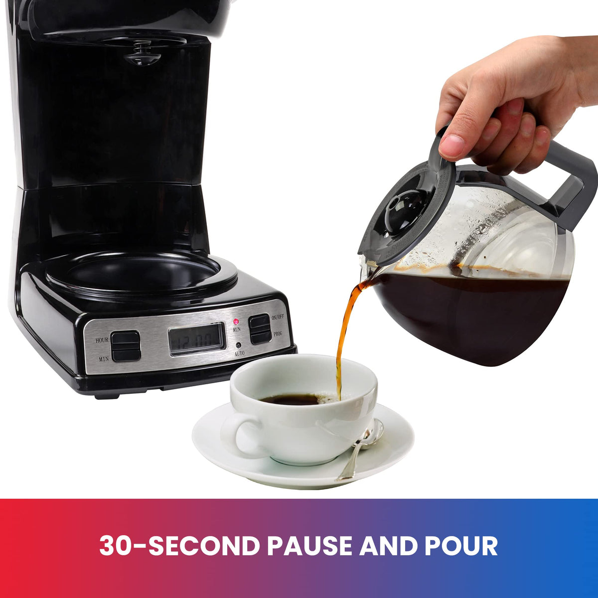 Programmable Coffee Maker Stainless Steel 12-Cup Glass Carafe Black/Gray F779827