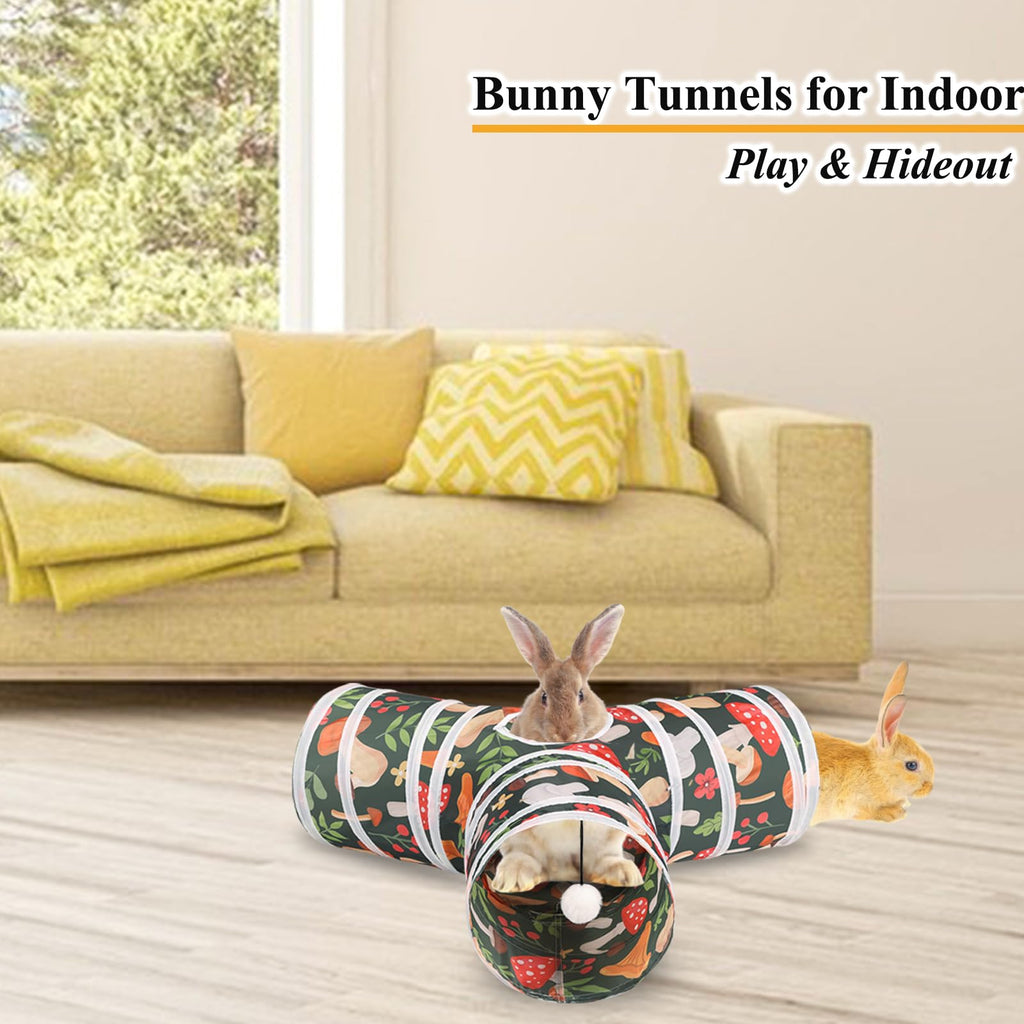 Collapsible 3 Way Rabbit Tunnel with Chew Toy B6607