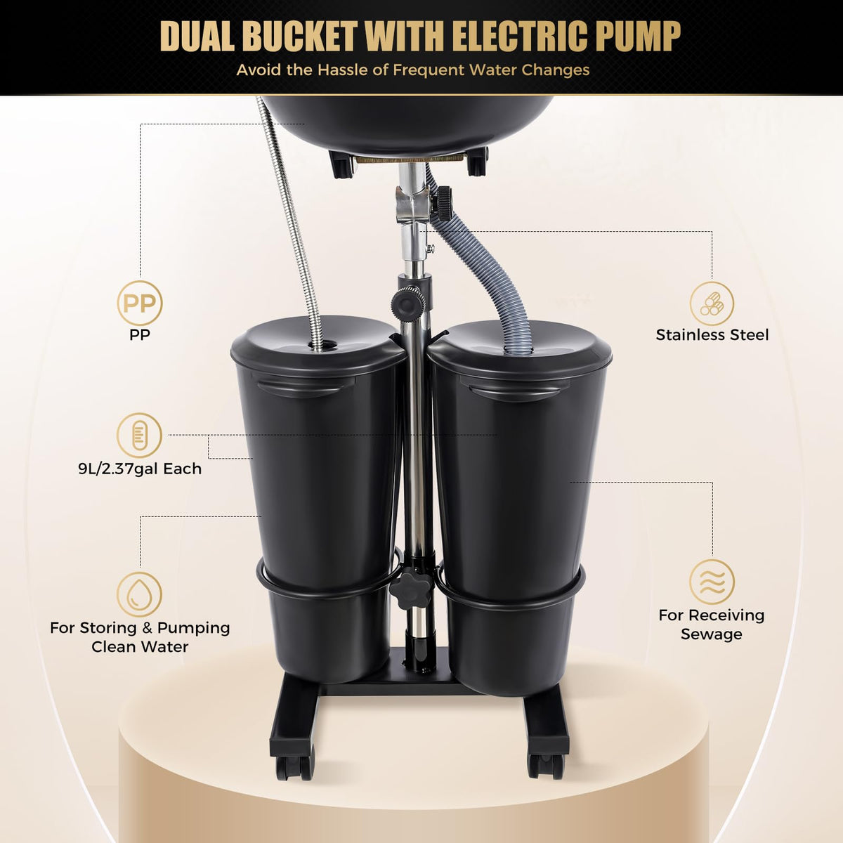 Portable Shampoo Bowl Unit with 2 Bucket V242