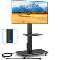Black Mobile TV Stand 32-75 Inch with Power Outlet and Shelf O9764