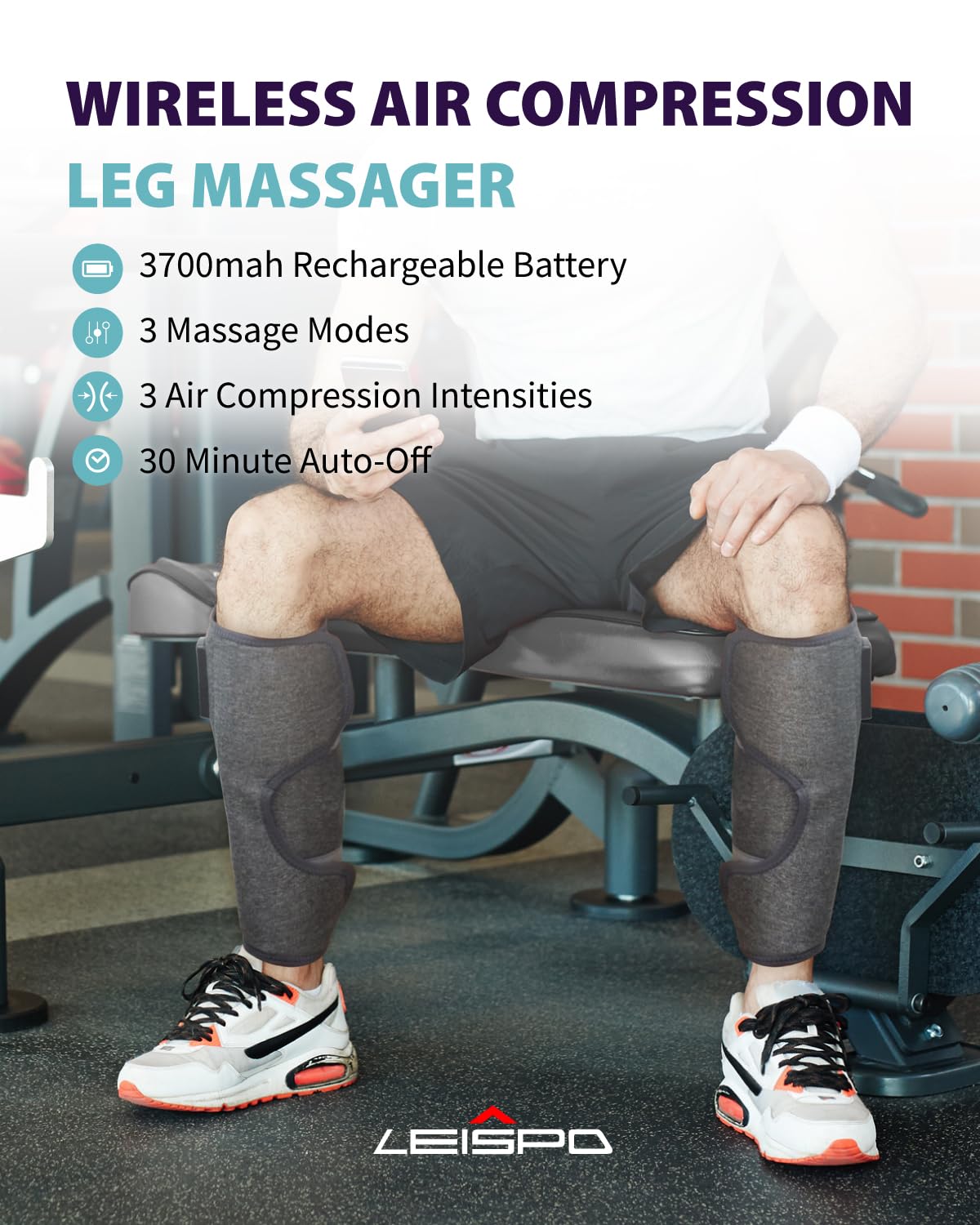 Wireless Air Compression Leg Massager with Heat, 4 Modes, Set of 2 Y1802