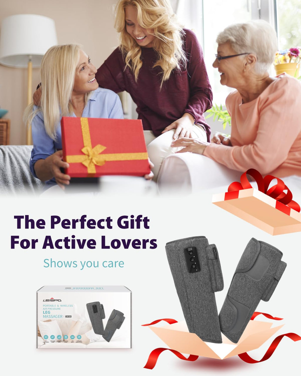 Wireless Air Compression Leg Massager with Heat, 4 Modes, Set of 2 Y1802
