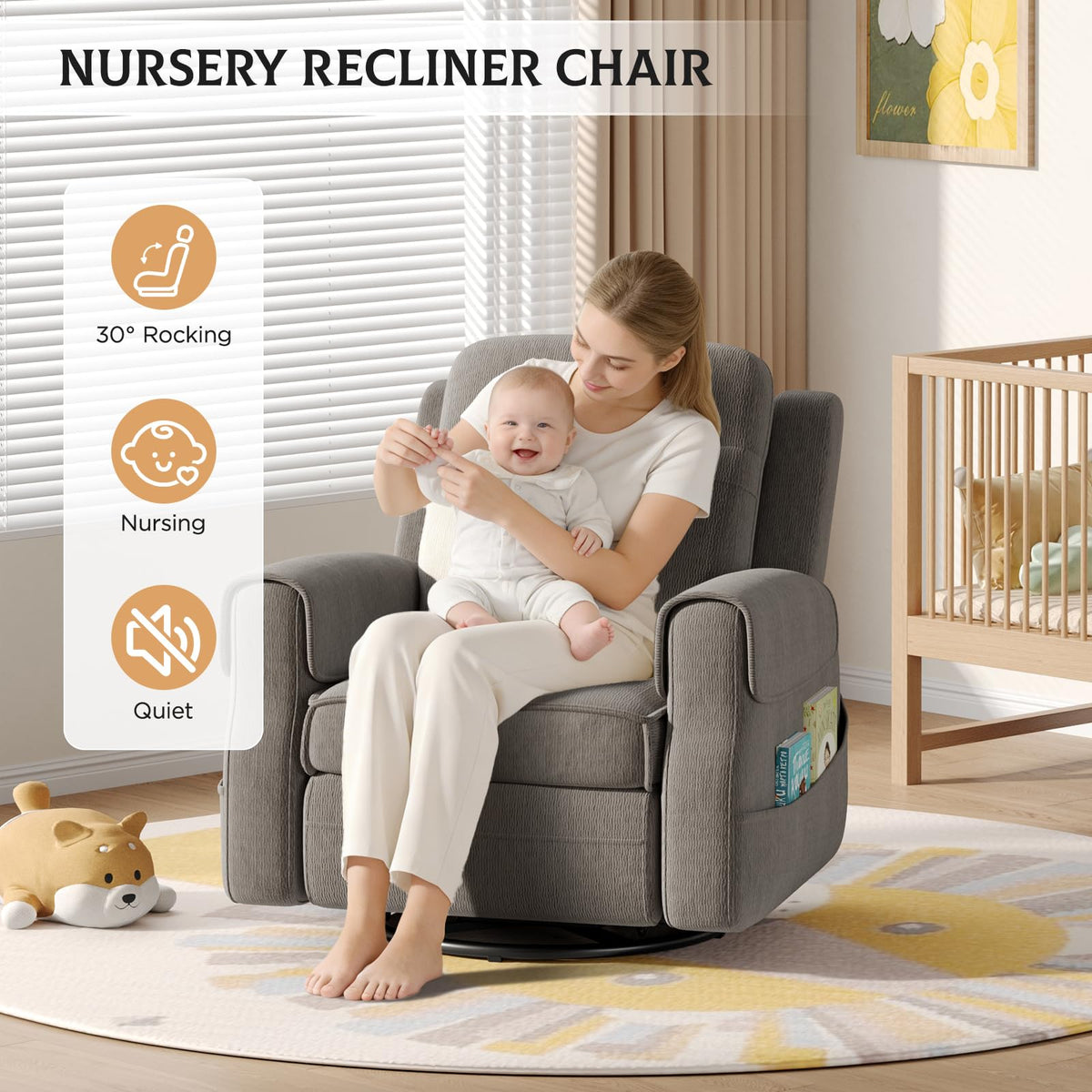 Faux Shearling Recliner Chair Grey H938