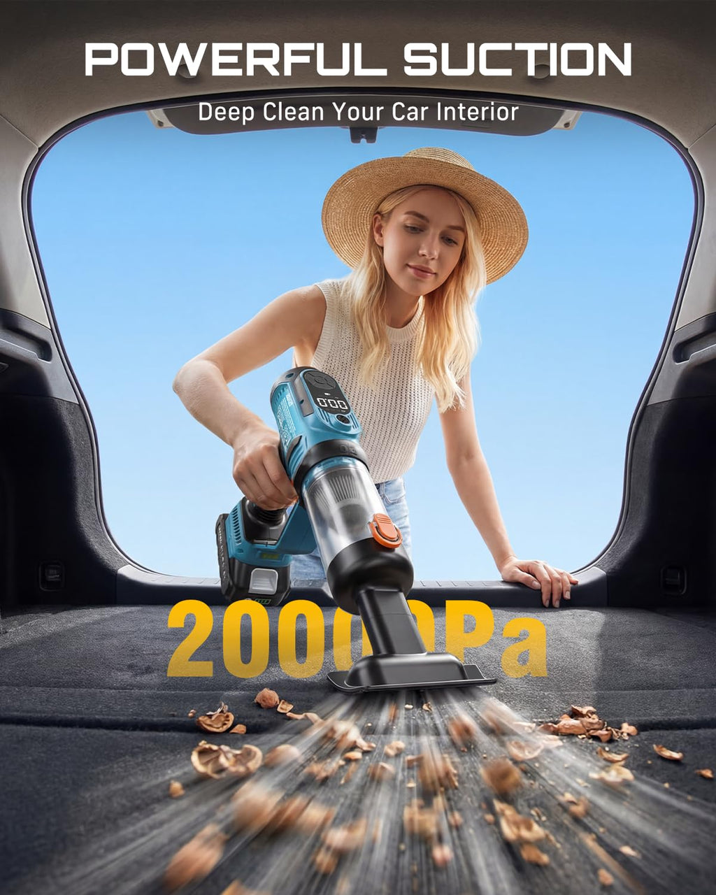 3-in-1 Cordless Tire Inflator Air Compressor Car Vacuum & LED Light P420872