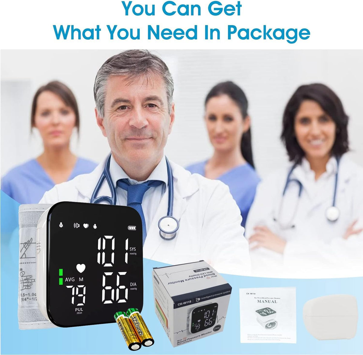 Wrist Blood Pressure Monitor Automatic Talking Digital LED Display P3032