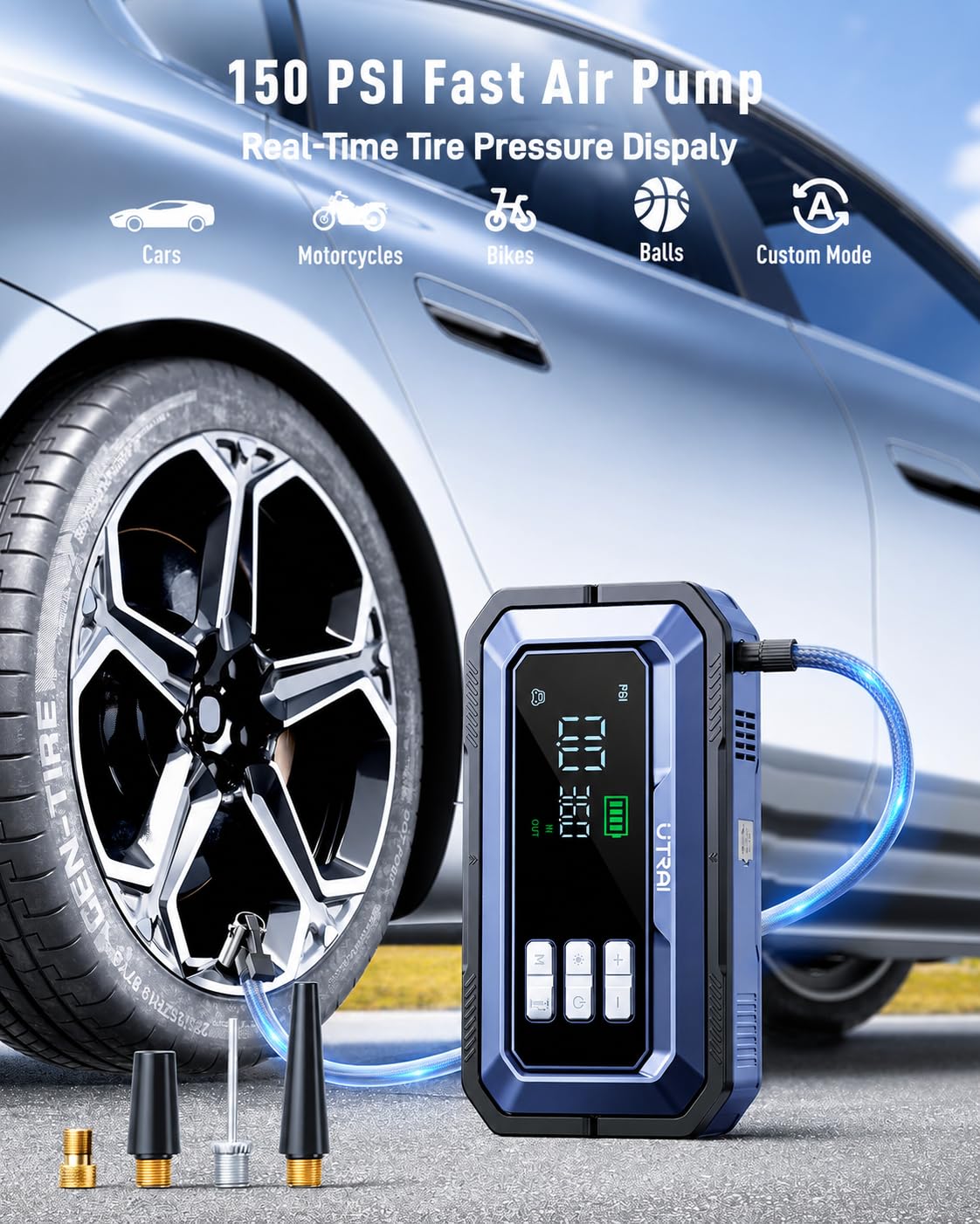 12V 8000A Portable Jump Starter with Air Compressor I72269
