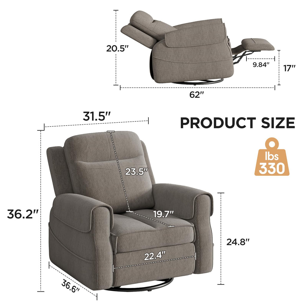 Faux Shearling Recliner Chair Grey H938