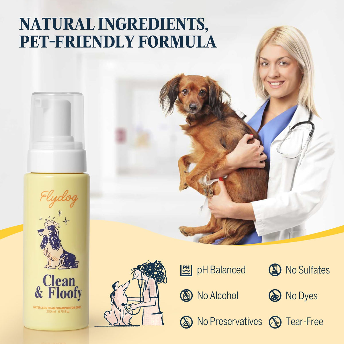 Dry Dog Shampoo with Glove No Rinse Spray Foam Y704393