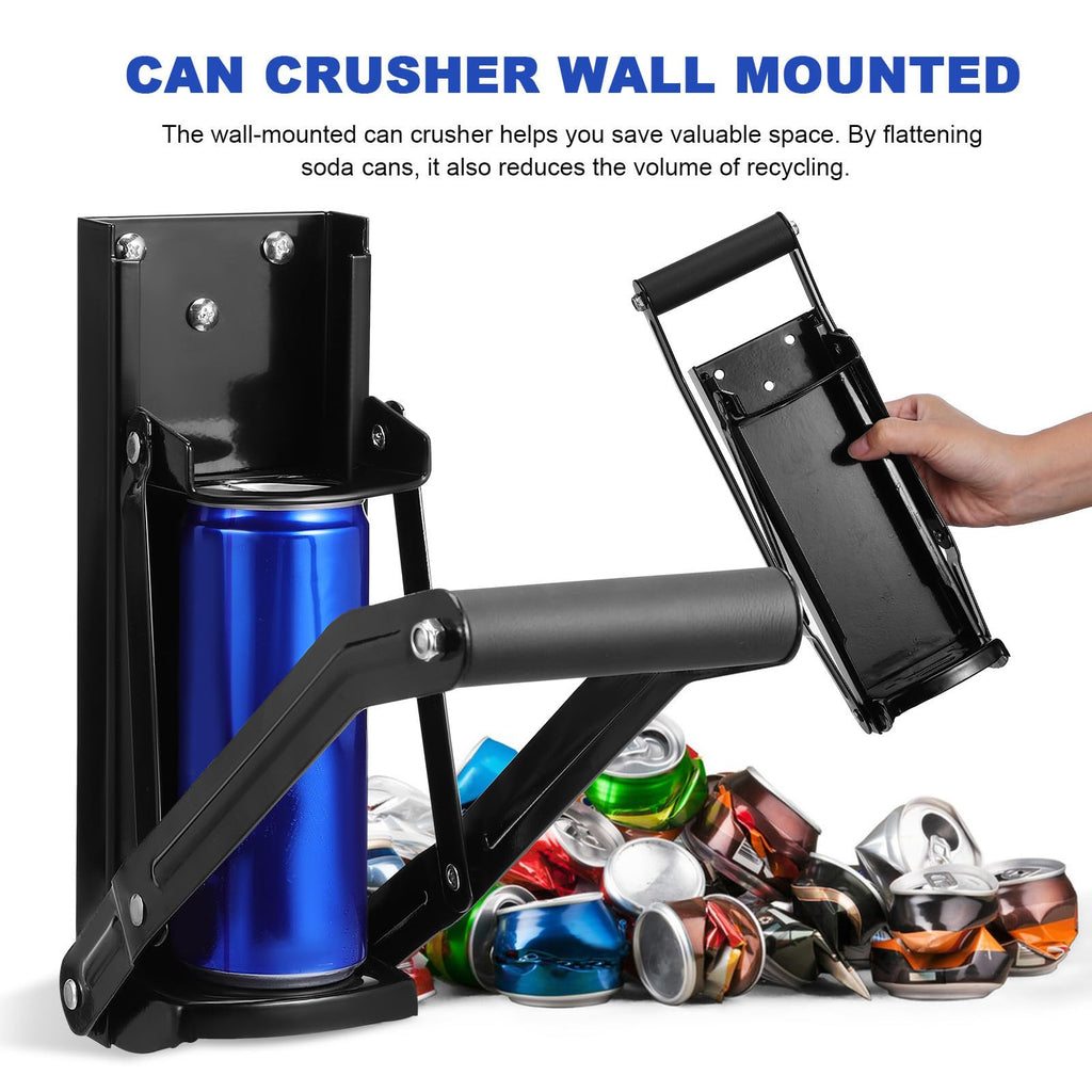 Heavy Duty Wall Mounted Stainless Steel Can Crusher with Built-in Bottle Opener K4024