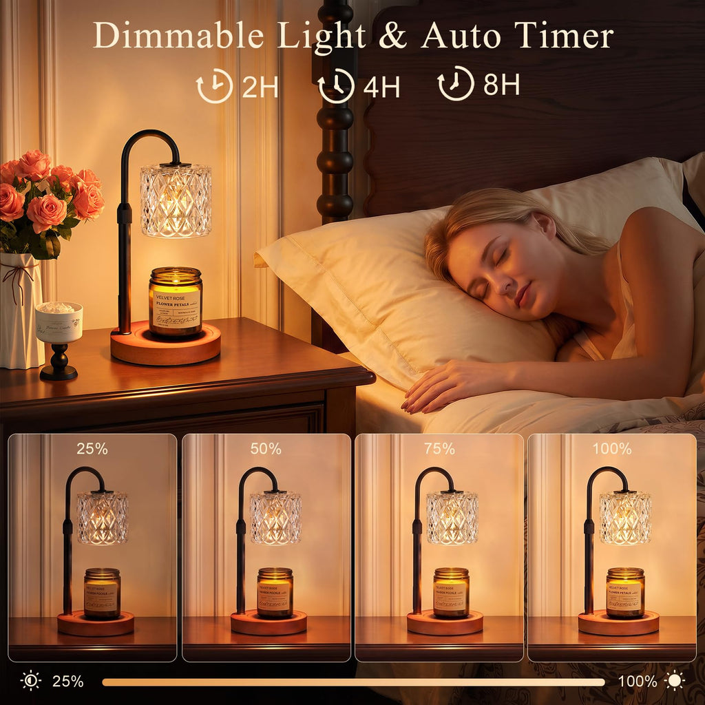 Walnut Candle Warmer Lamp with Timer U40247