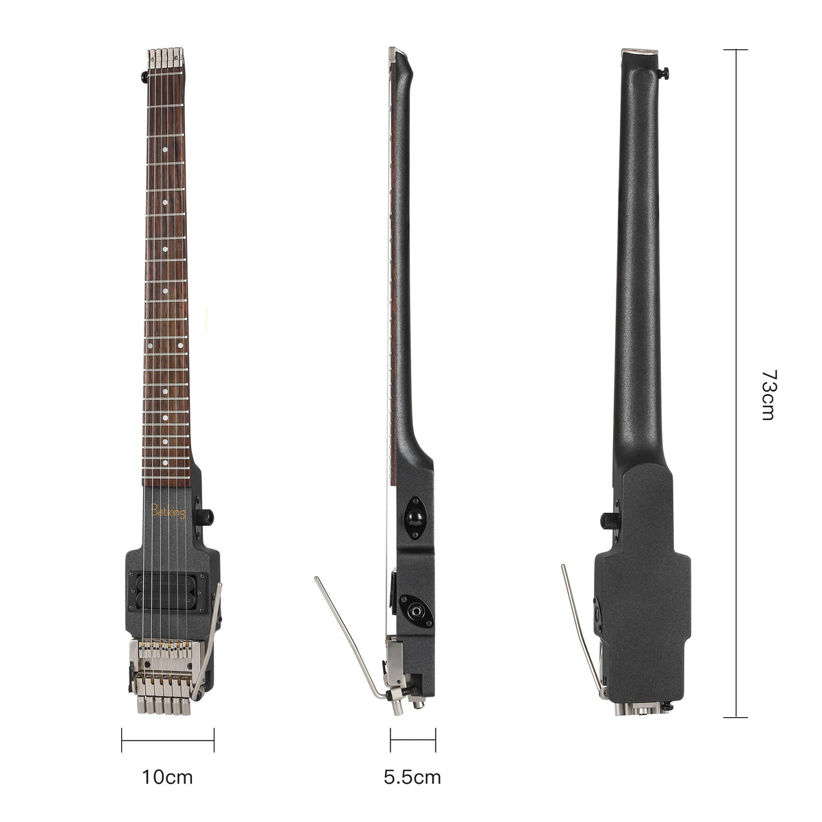Travel Electric Guitar Headless 6 String One-piece Canada Maple Neck Double Locking Tremolo Bridge with Gigbag Q5866