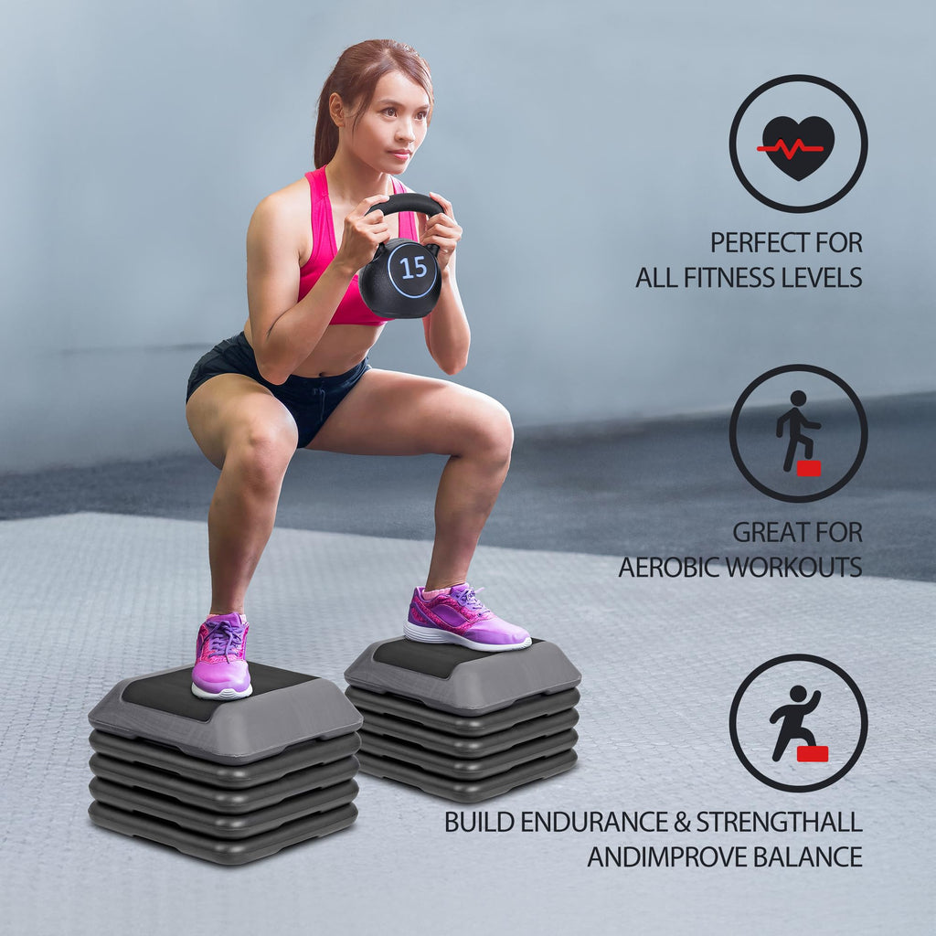 Adjustable Aerobic Step Platform with 4 Risers X989