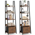 5-Tier Ladder Bookshelf Set of 2 Fabric Drawer M5525