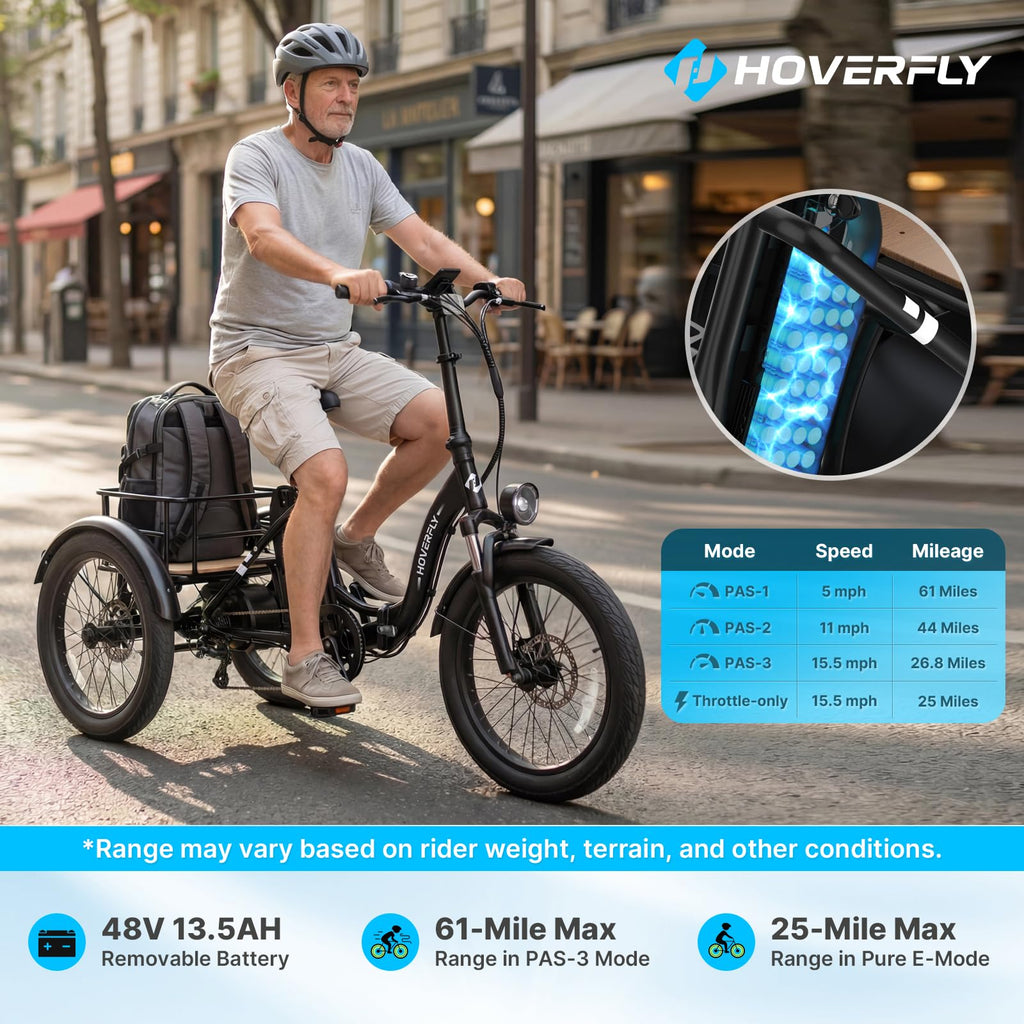 Electric Tricycle for Adults 750W Peak Motor 20"x3" Fat Tire P881