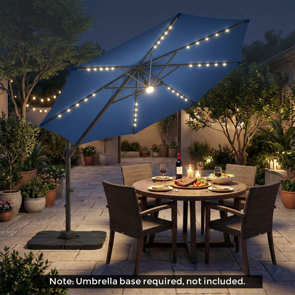 10ft Solar LED Offset Cantilever Patio Umbrella G67794