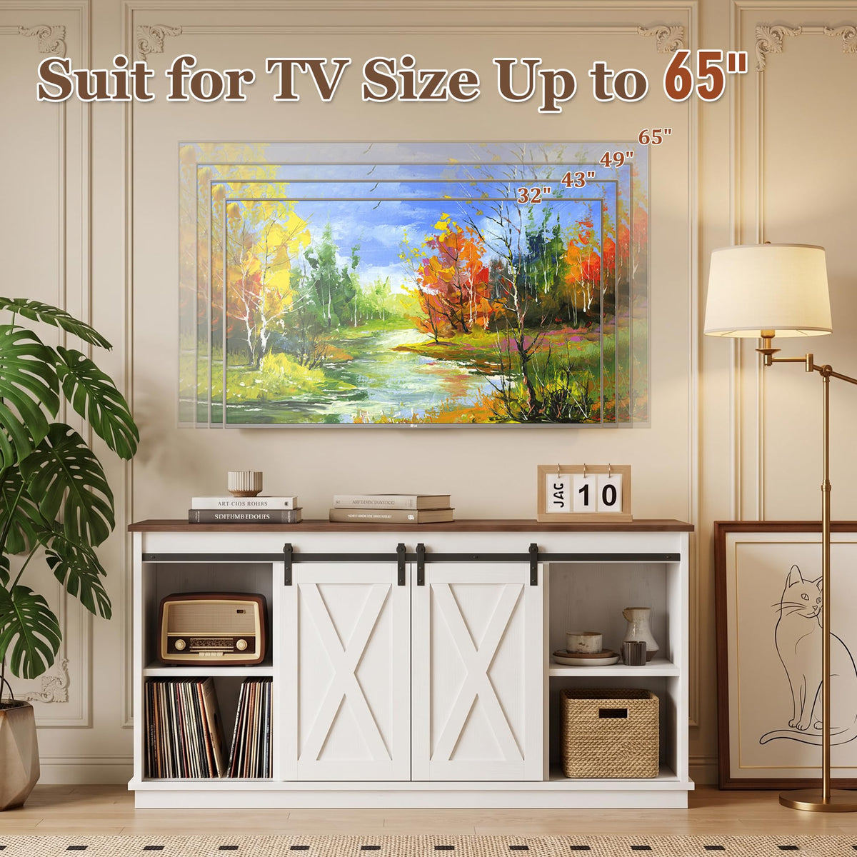 White TV Stand with Storage Z678401