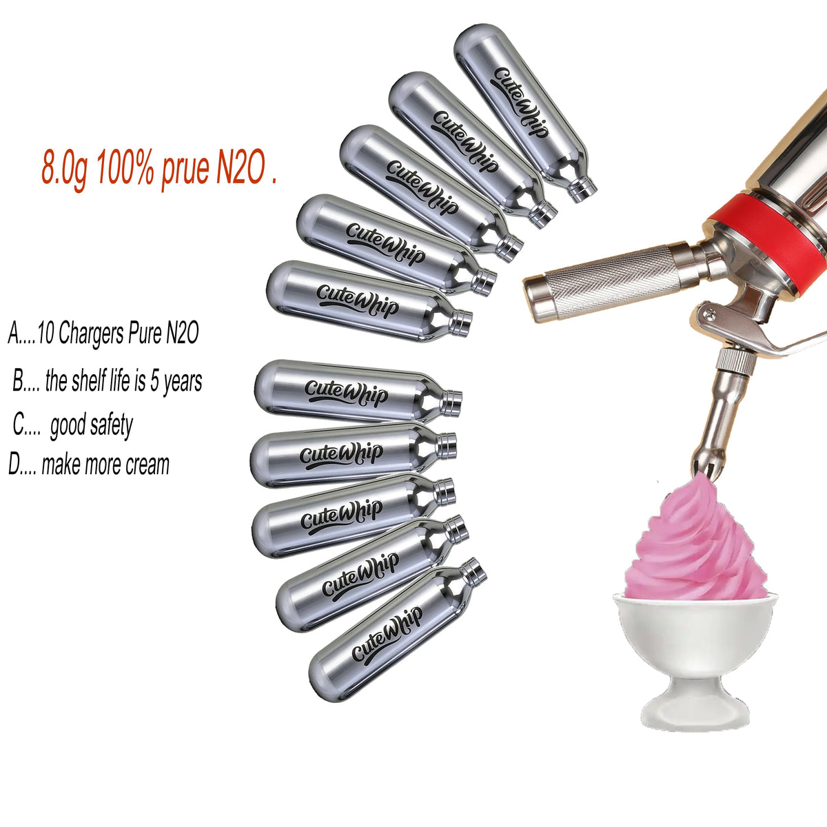 8g Whipped Cream Chargers 10-Pack Q40563