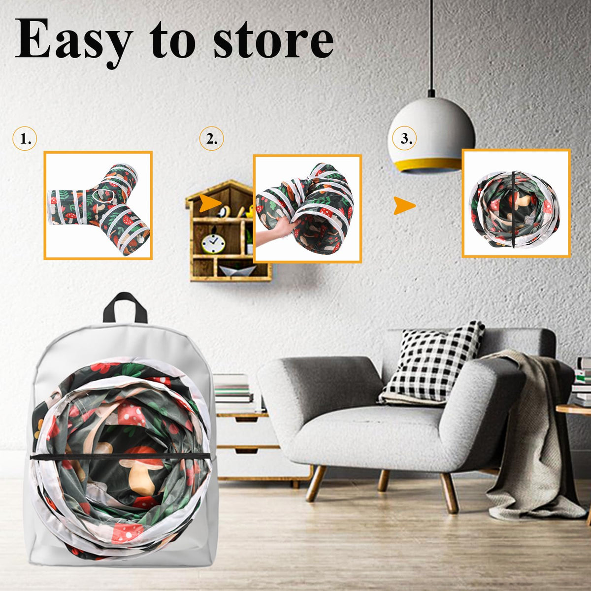 Collapsible 3 Way Rabbit Tunnel with Chew Toy B6607