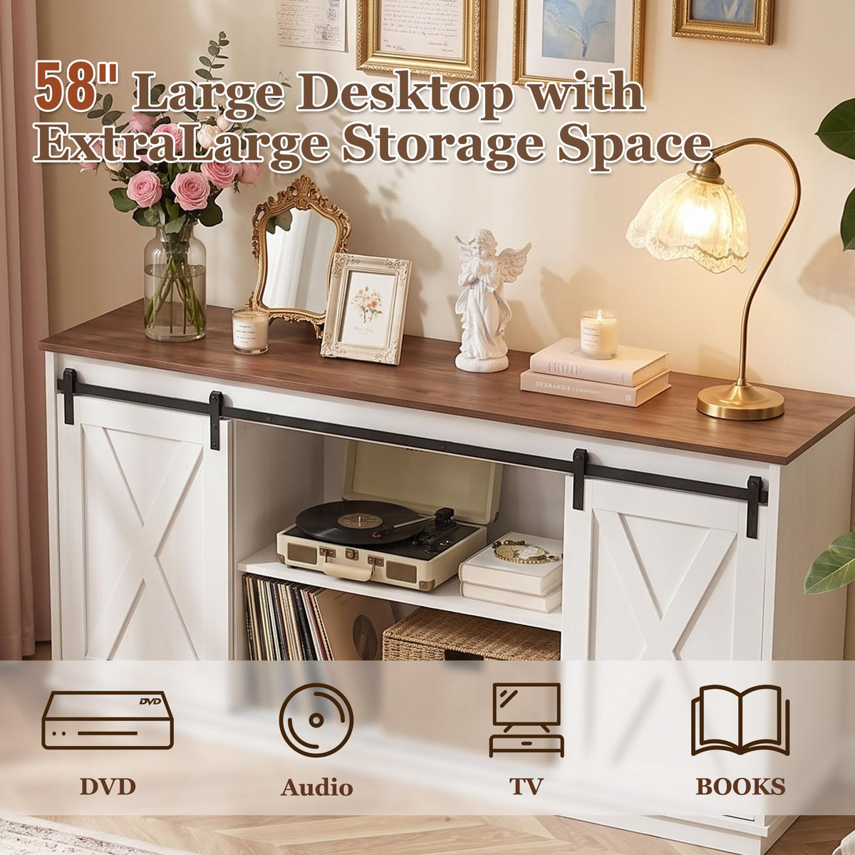 White TV Stand with Storage Z678401