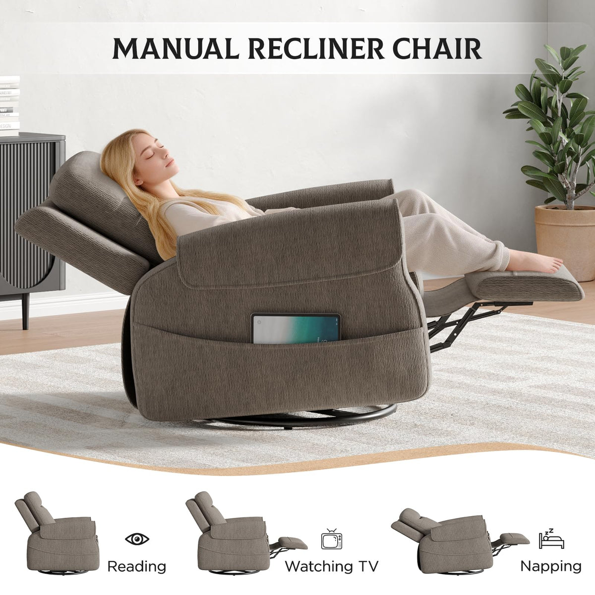 Faux Shearling Recliner Chair Grey H938