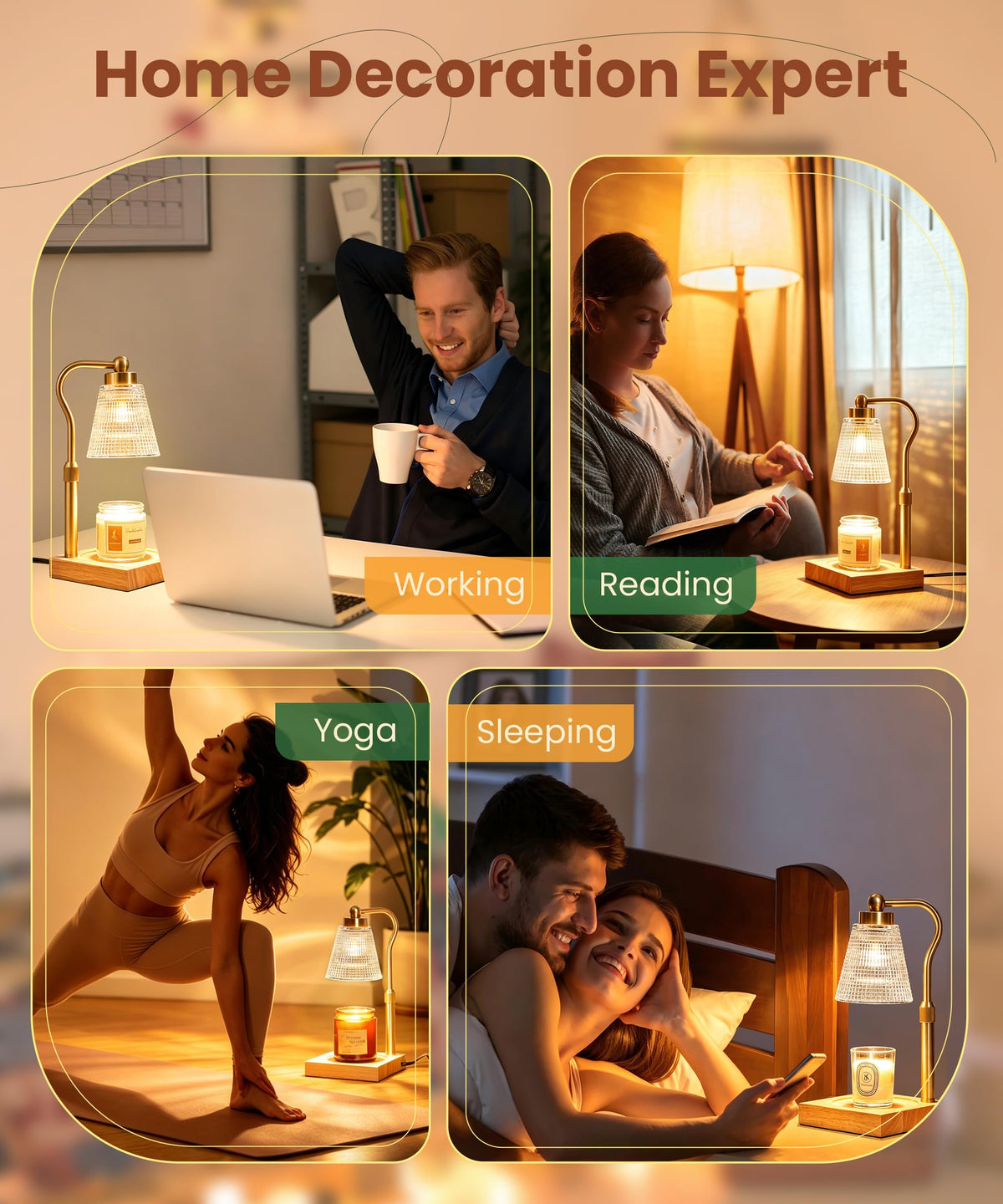 Height Adjustable Candle Warmer Lamp with Timer, 3 Dimmable T703777