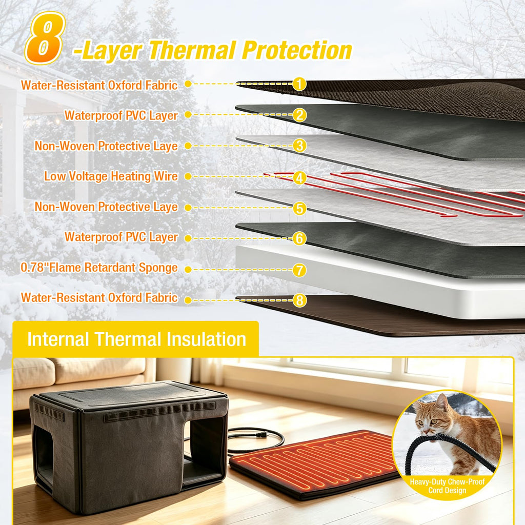 Heated Outdoor Cat House with Heating Pad X284