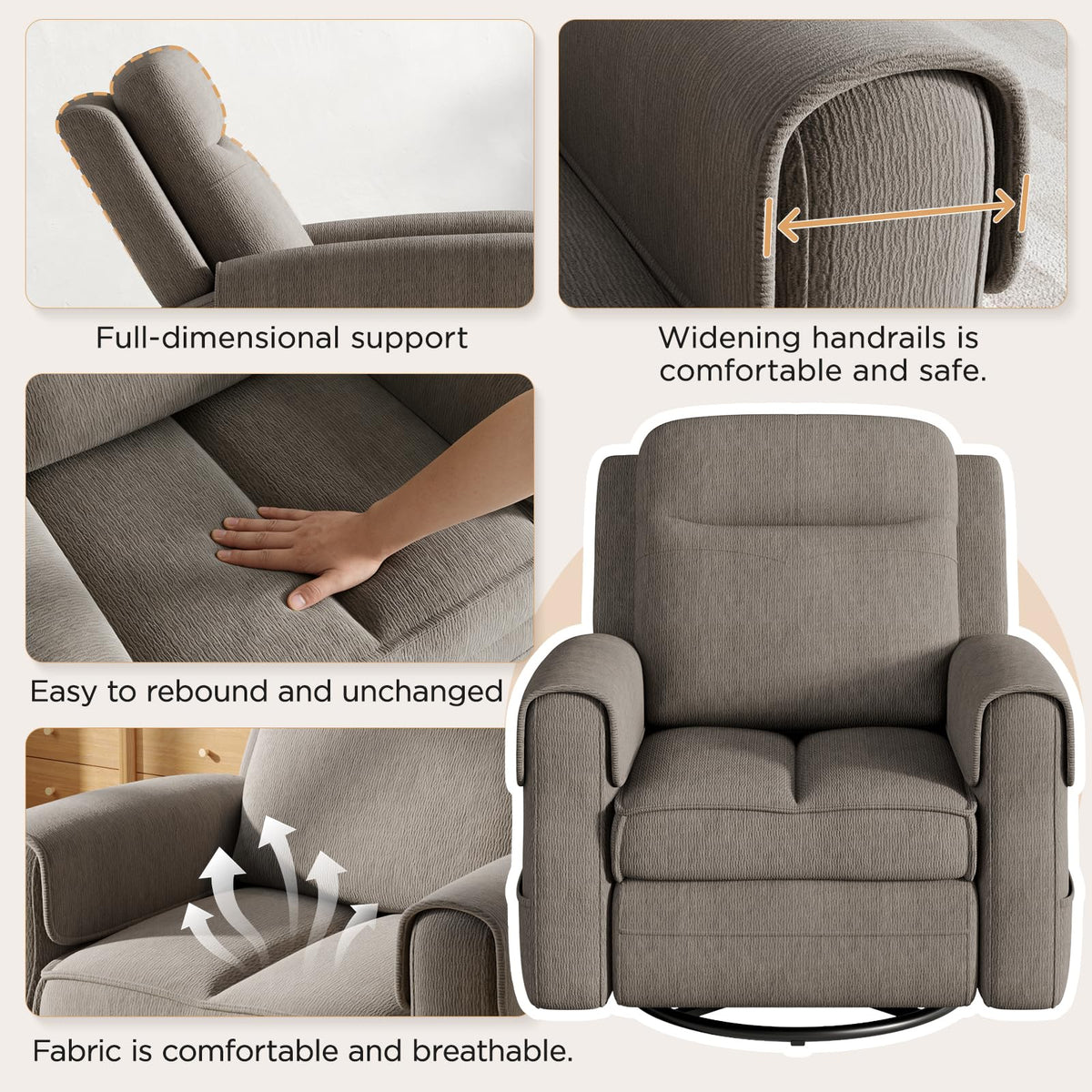 Faux Shearling Recliner Chair Grey H938