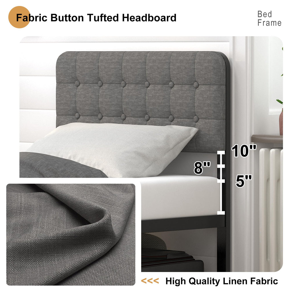 16 Inch Twin XL Upholstered Metal Bed Frame Z713