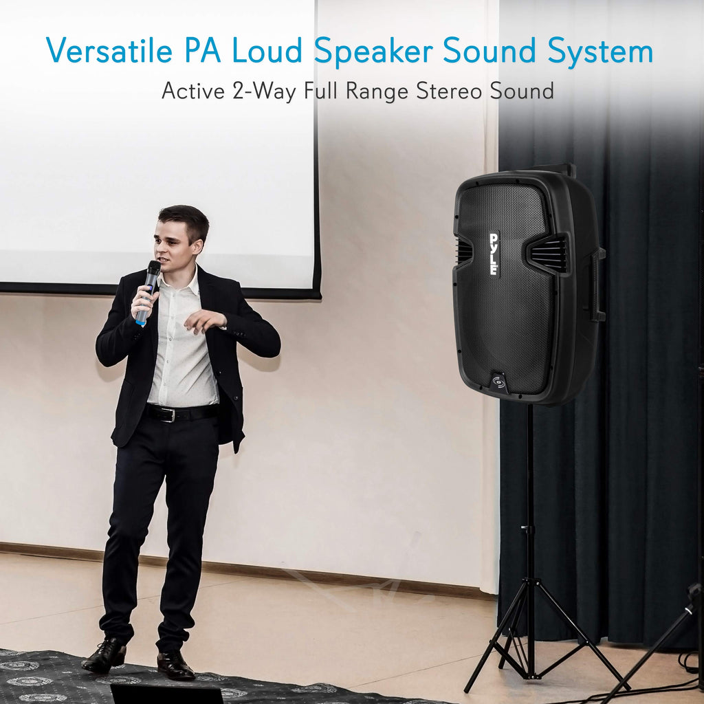 15-inch Portable PA Speaker System with 2 UHF Microphone R504