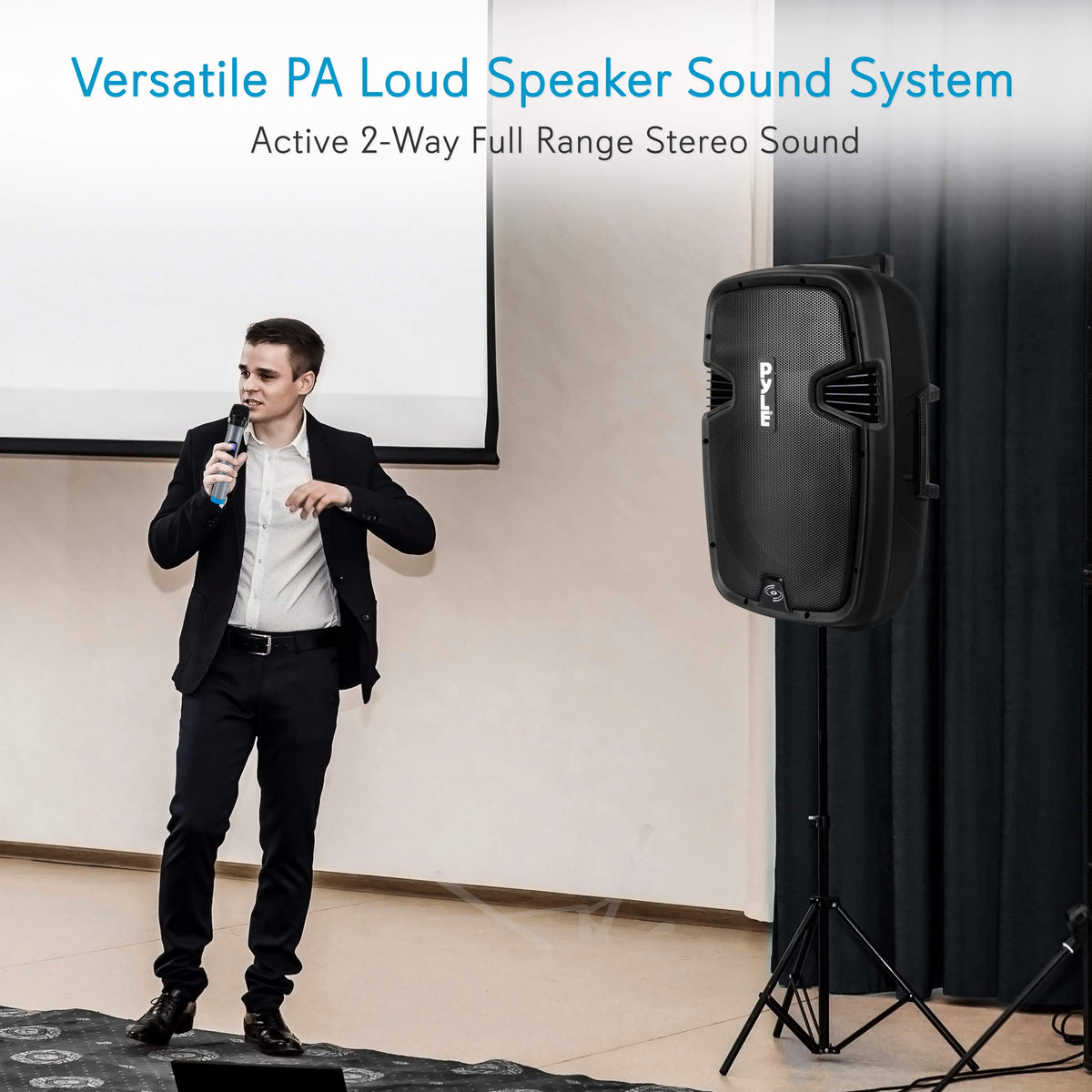 15-inch Portable PA Speaker System with 2 UHF Microphone R504