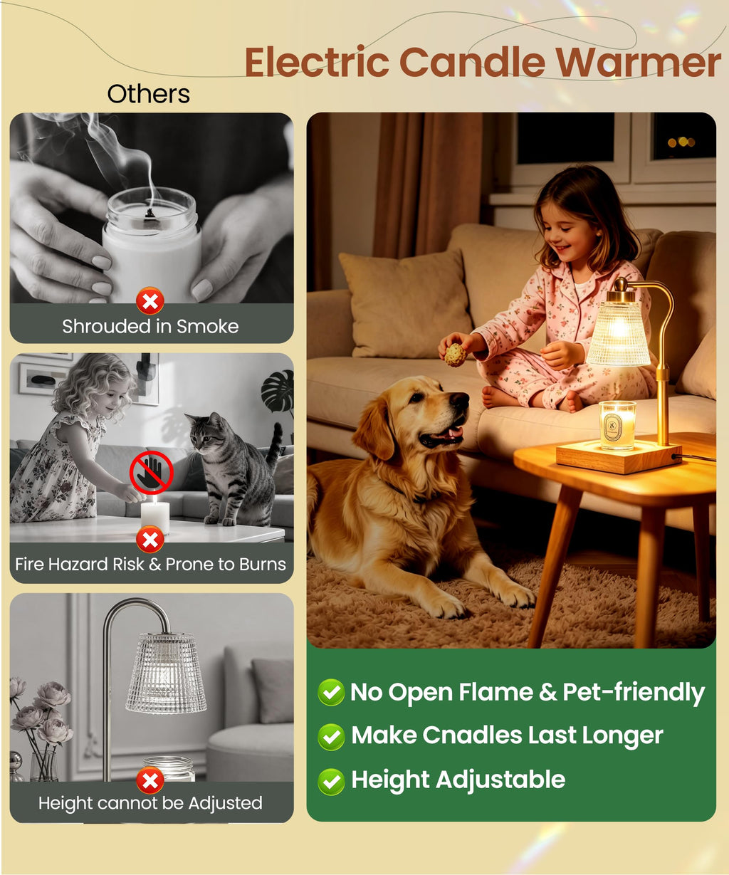 Height Adjustable Candle Warmer Lamp with Timer, 3 Dimmable T703777