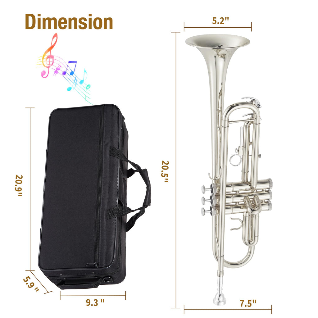 Nickel-Plated Brass Trumpet with Hard Case Z4842